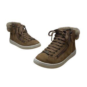 UGG Womens Brown Suede Shearling-Lined High-Top Side Zippers Sneakers Size 7.5